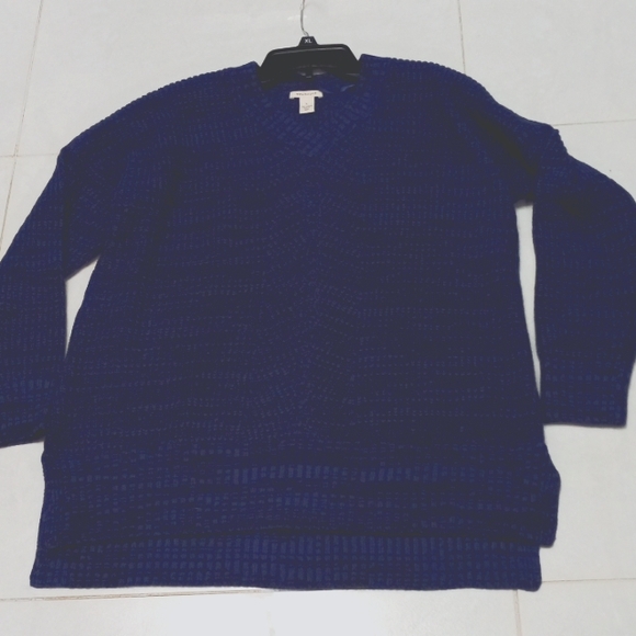 Westbound Blue Cable Knit Long Sleeve V-Neck Sweater 💙🌀💙 - Picture 2 of 9